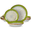Axyaa Chrys Grey Ceramic Dinnerware Set for 6/12 Person