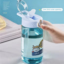 Axyaa Dinosaur Kids Water Bottle with Straw, Portable Plastic Cup - 550ML