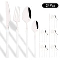 Axyaa 24Pcs Pink Gold Stainless Steel Cutlery Set - Western Flatware Tableware