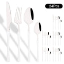 Axyaa 24Pcs Pink Gold Stainless Steel Cutlery Set - Western Flatware Tableware