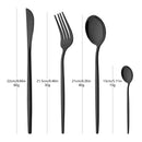 Axyaa Black Gold Cutlery Fork Set - 4Pcs Stainless Steel Dinnerware Teaspoon Utensils
