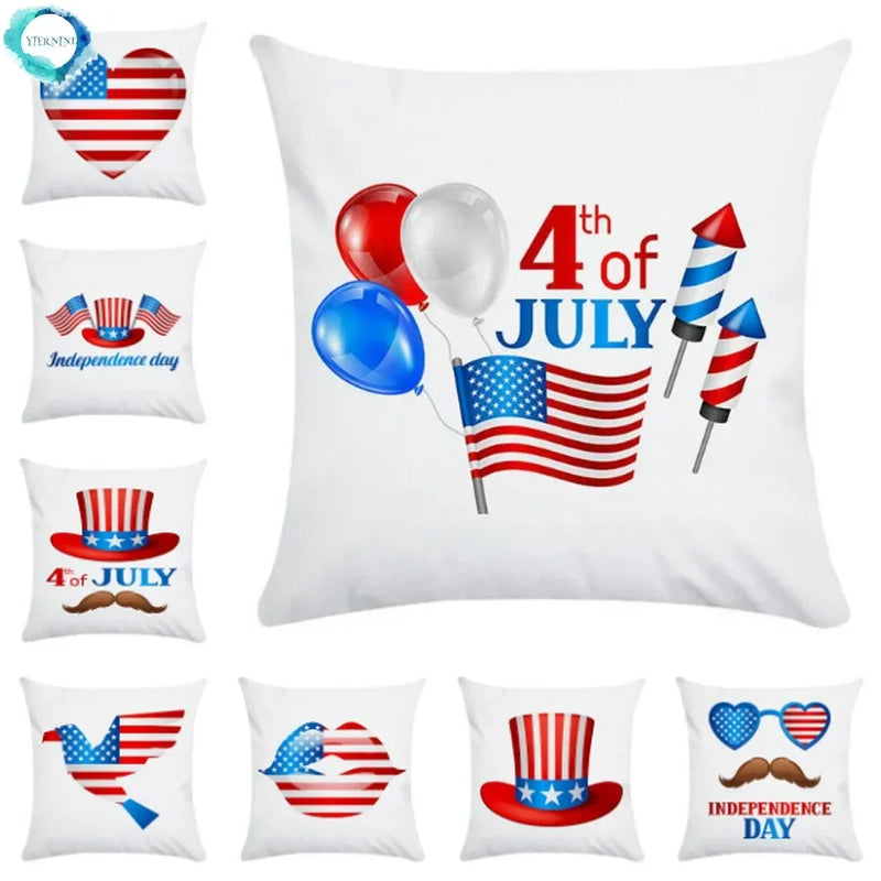 Axyaa American Flag Print Pillow Cover for Home Decor