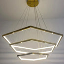 Axyaa Modern Gold Hexagon LED Pendant Chandelier - Elegant Living Room & Bedroom Lighting