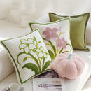 Axyaa Lily Jacquard Embroidery Pillow Cover for Sofa Living Room 45x45