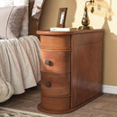 Axyaa Solid Wood Round End Table with Drawer: Modern Nightstand for Bedroom Sofa Bed