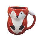 Axyaa Ceramic Fox Coffee Mug with Lid - Couple Animal Decoration Tea Cup