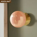 Nordic Pink Glass Ball Wall Lamp by Axyaa - Minimalist LED Room Decor
