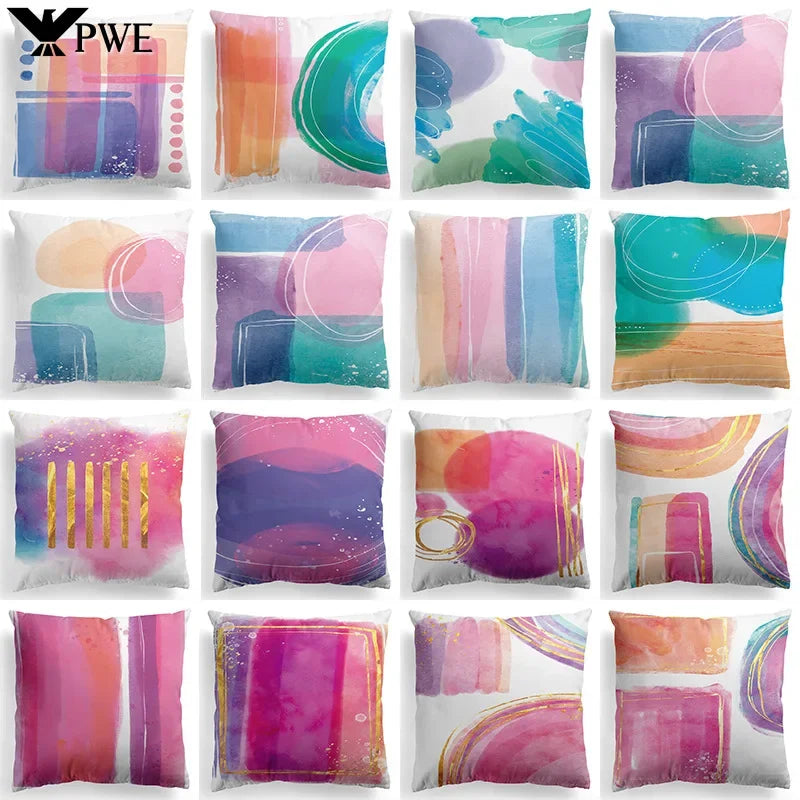 Nordic Luxury Abstract Hand Painted Pillowcase by Axyaa