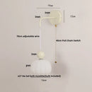 Axyaa Nordic LED Wall Light: Adjustable Glass Bedside Lamp with Pull Chain Switch