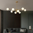 Axya Copper LED Glass Ball Ceiling Chandelier for Modern Living Room, Dining Room & Bedroom