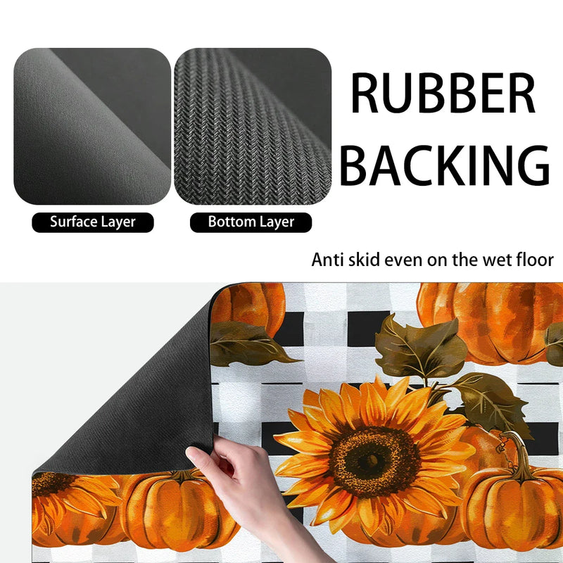 Axyaa Thanksgiving Coffee Cup Drying Mat Non-slip Diatoms Absorbent Kitchen Counter Drain Mats