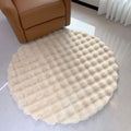 Axyaa Rabbit Hair Bubble Velvet Round Rug Plush Imitation Fur Mat for Home Decor