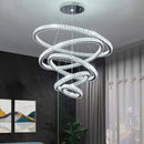 Axyaa Modern Gold Crystal Chandelier LED Rings for Lobby and Staircase Lighting
