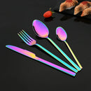 Axyaa Black Gold Stainless Steel Cutlery Set - 16 Piece Dinnerware Flatware Silverware