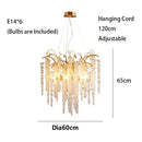 Axyaa Gold Glass LED Crystal Chandeliers for Elegant Dining Room Decor