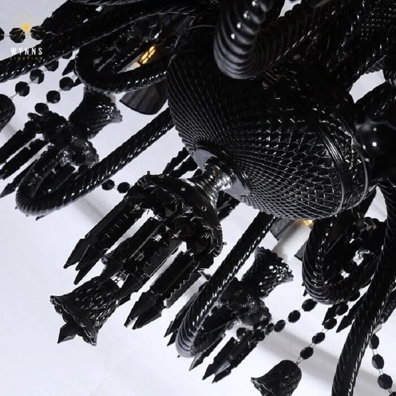 Axyaa Black Crystal Chandelier: Luxurious Lighting for Villa, Hotel, Living Room, Dining Room