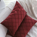 Burgundy Velvet Pillowcase for Living Room Sofa and Bedroom Decor by Axyaa