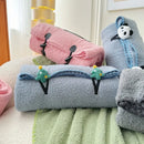 Axyaa Cloud Velvet Cartoon Pattern Blanket with Warm Belt Handle