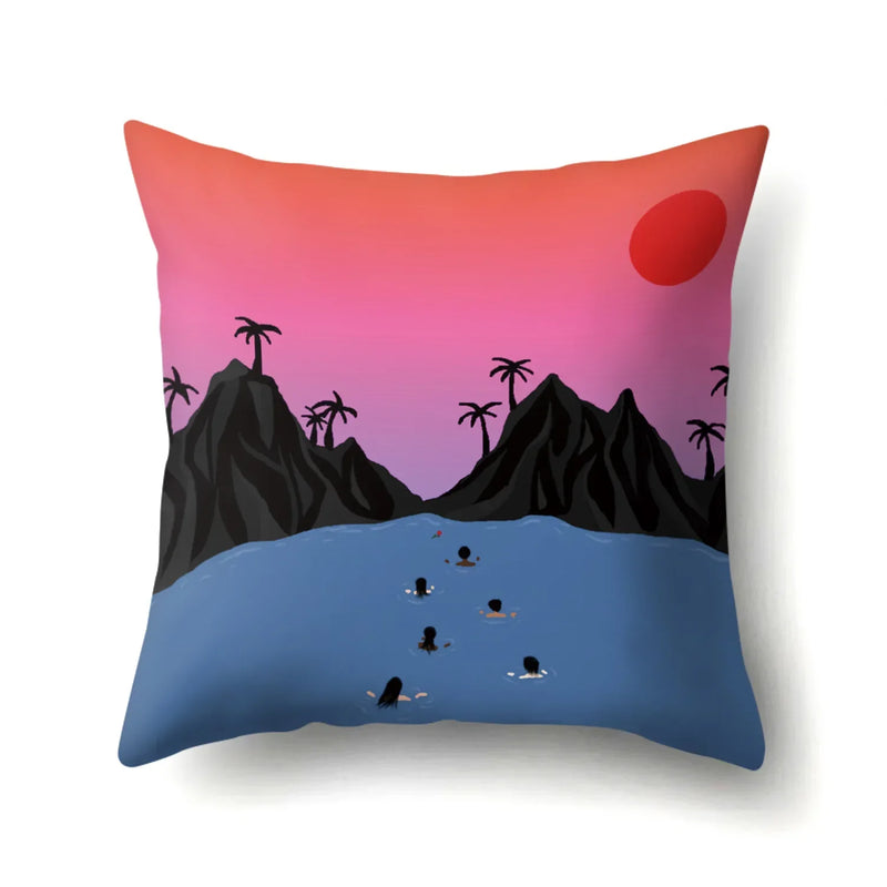 Axyaa Cartoon Abstract Scene Cushion Cover 45x45cm