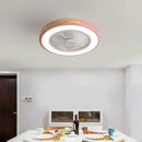 Nordic Pink Round Fan Lamp Ultra-Thin Ceiling Pendant - Axyaa Brand