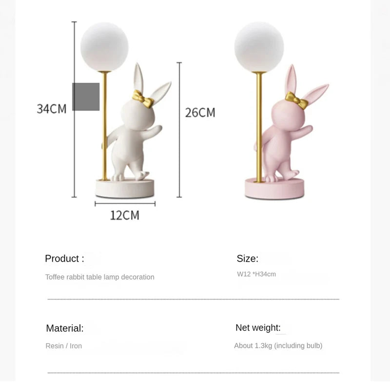 Axya Bunny Lamp: Nordic Luxury Night Light for Bedroom Atmosphere