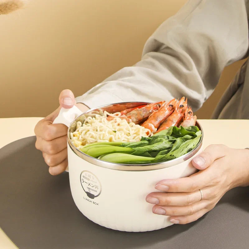 Axyaa Stainless Steel Insulation Soup Bowl with Lid - Large Capacity, Heat Resistant