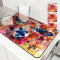 Axyaa Animal Painting Effect Kitchen Drying Mat, Non-Slip Tableware Pad