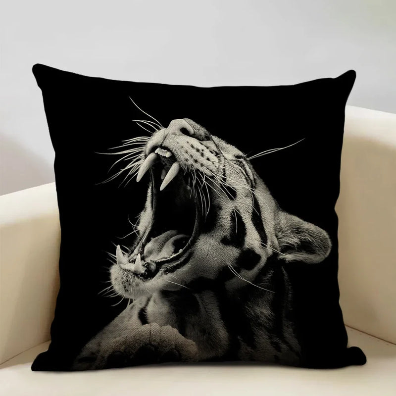 Axyaa Animal Pattern Cushion Cover Trio: Lion, Tiger, Bear Home Sofa Decor Kids Gift