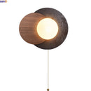 Axyaa Luxury LED Wall Light Black Travertine Glass Wood Japan Style Bedside Lamp