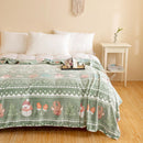 Axyaa Snowflake Velvet Christmas Blanket with Santa Claus & Tree Print