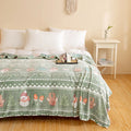 Soft Velvet Christmas Blanket with Santa Claus & Elk Print by Axyaa