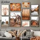 Nordic Deer Landscape Canvas Poster for Living Room Decor by Axyaa