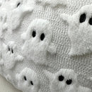 Axyaa Halloween Plush Pillowcase: Cartoon Embroidered Black and White Decorative Cushion Cover