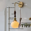 Axyaa Copper Ceramic LED Pull Chain Wall Light Fixture