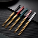 Axyaa Golden Stainless Steel Korean Chopsticks Set