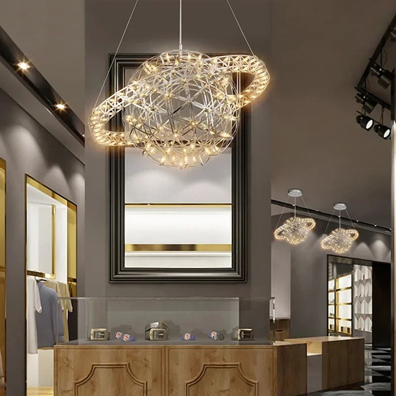 Axyaa Nordic Star Spark Chandelier, Stainless Steel LED Home Lighting