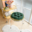 Axyaa Small Floral Rattan Chair Seat Cushion with Lace Round Design