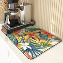 Axyaa Kitchen Drying Mat Plants Flowers Absorbent Dish Placemat