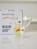 Axyaa Happy Duck Glass Cup: Cute Handmade Duck Design, Tall Dessert Cup