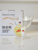 Axyaa Happy Duck Glass Cup: Cute Handmade Duck Design, Tall Dessert Cup