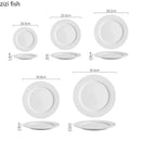 Axyaa White Ceramic Plate Line Texture Steak Pasta Serving Dessert Snack Plate