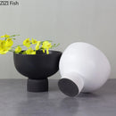 Axyaa Black & White Ceramic Vase: Modern Table Decor for Flowers, Plants, and Aesthetics