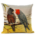 Axyaa Elegant Floral Bird Pattern Linen Cushion Cover 45x45cm for Living Room Sofa