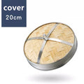 Axyaa Stainless Steel Bamboo Steamer Set - Round Drawer, Handle, Grid, Bamboo Lid