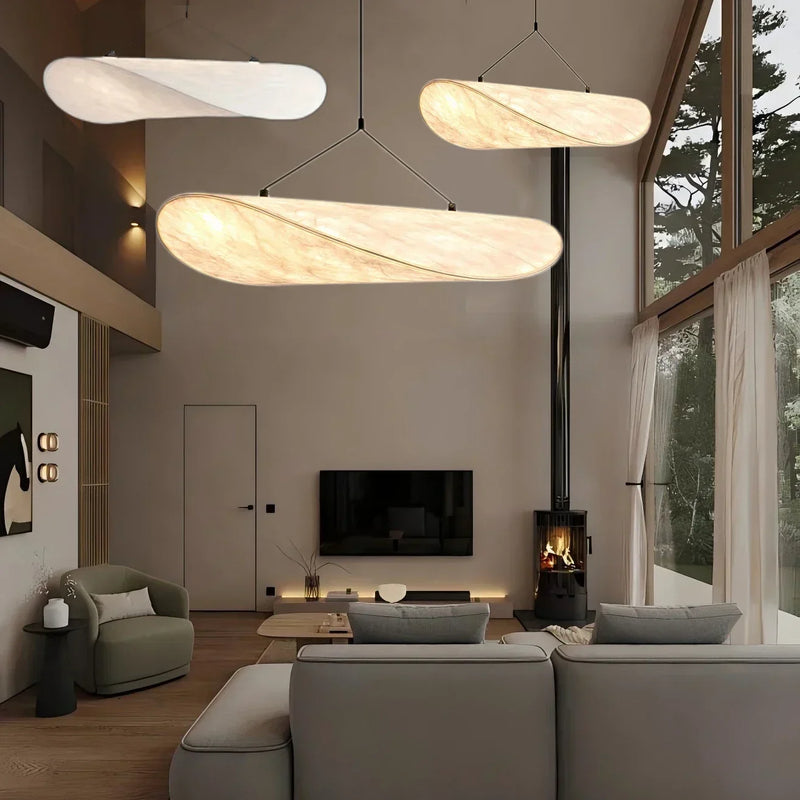 Axyaa Silk Pendant Chandelier: Modern Dining Room Hanging Light Fixtures