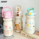 Axyaa Kids Stainless Steel Insulated Thermos Bottle with Double Drinking Straw