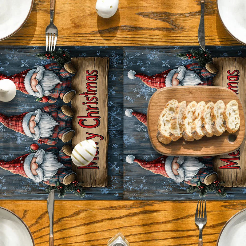Axyaa Christmas Dwarf Tree Table Runner for Kitchen Dining Party Decor