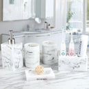 Axya Marble Bathroom Set: Toothbrush Holder, Cup, Tray, Storage Accessories
