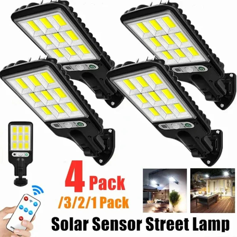 Axyaa Solar Street Lights: 3 Light Mode Motion Sensor Security Outdoor Lamp