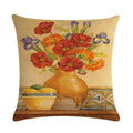 Axyaa Floral Vase Print Linen Cushion Cover 45*45cm